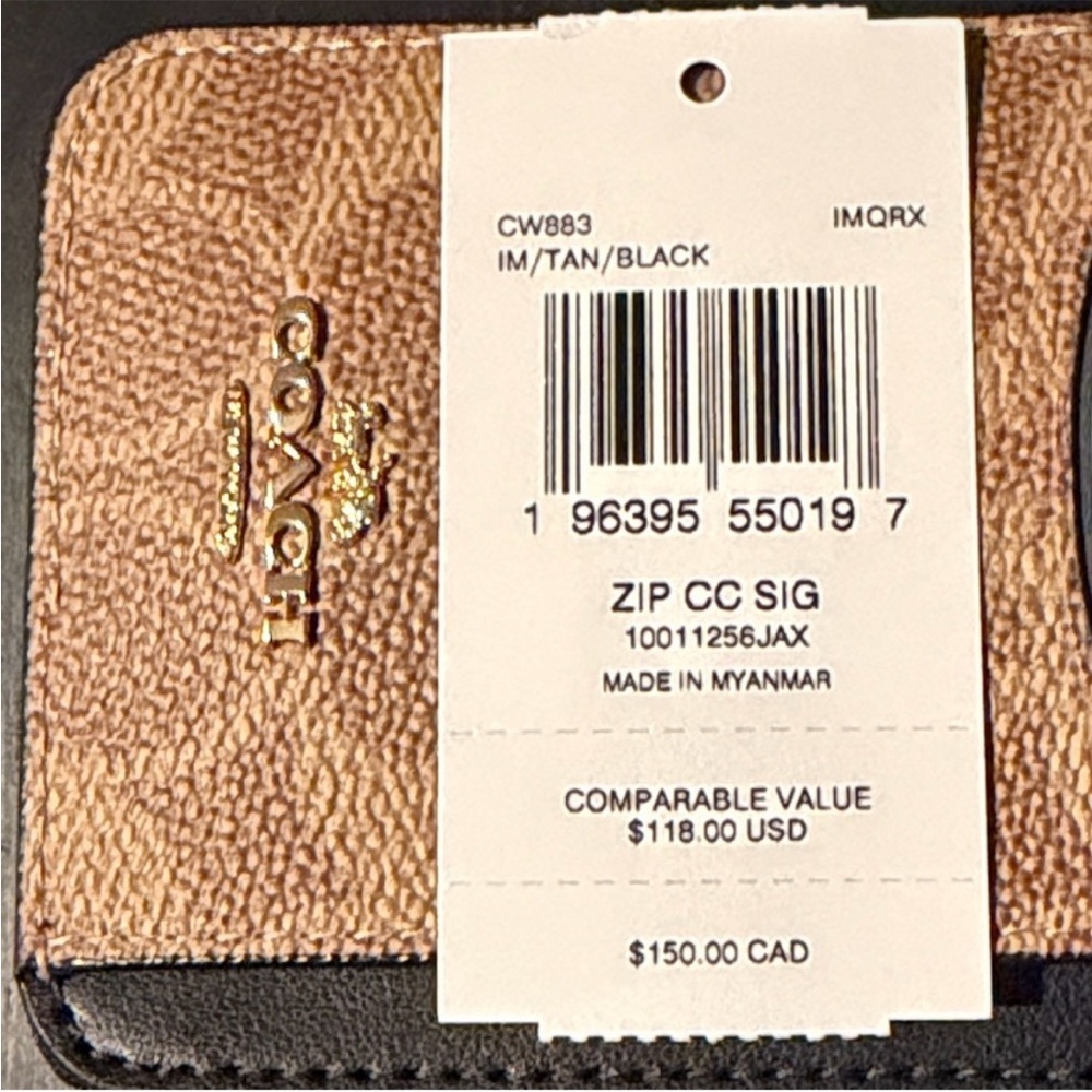 Coach tan Brown and Black Card case Holder nwt - Picture 4 of 4